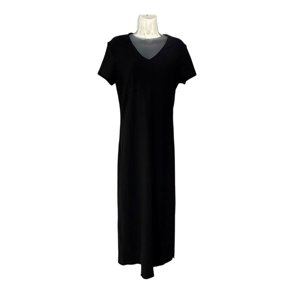 Vintage Blues Black Maxi Dress Minimal Chic 90s Grunge V Neck